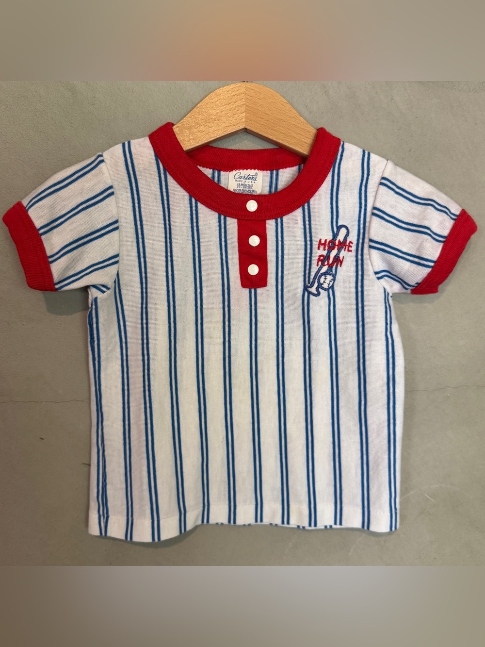 Vintage Carter's Baseball Home Run shirt sleeve ringer T-Shirt 24 months